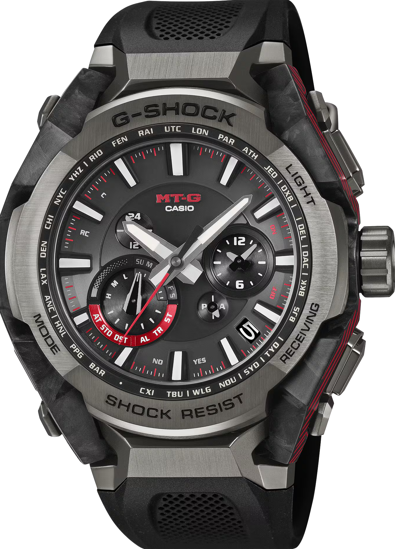 萬年鐘錶 - G-SHOCK  MT-G系列  碳纖維雙核心太陽能藍芽電波耐震男錶 MTG-B4000B-1A  錶徑 : 45.3mm