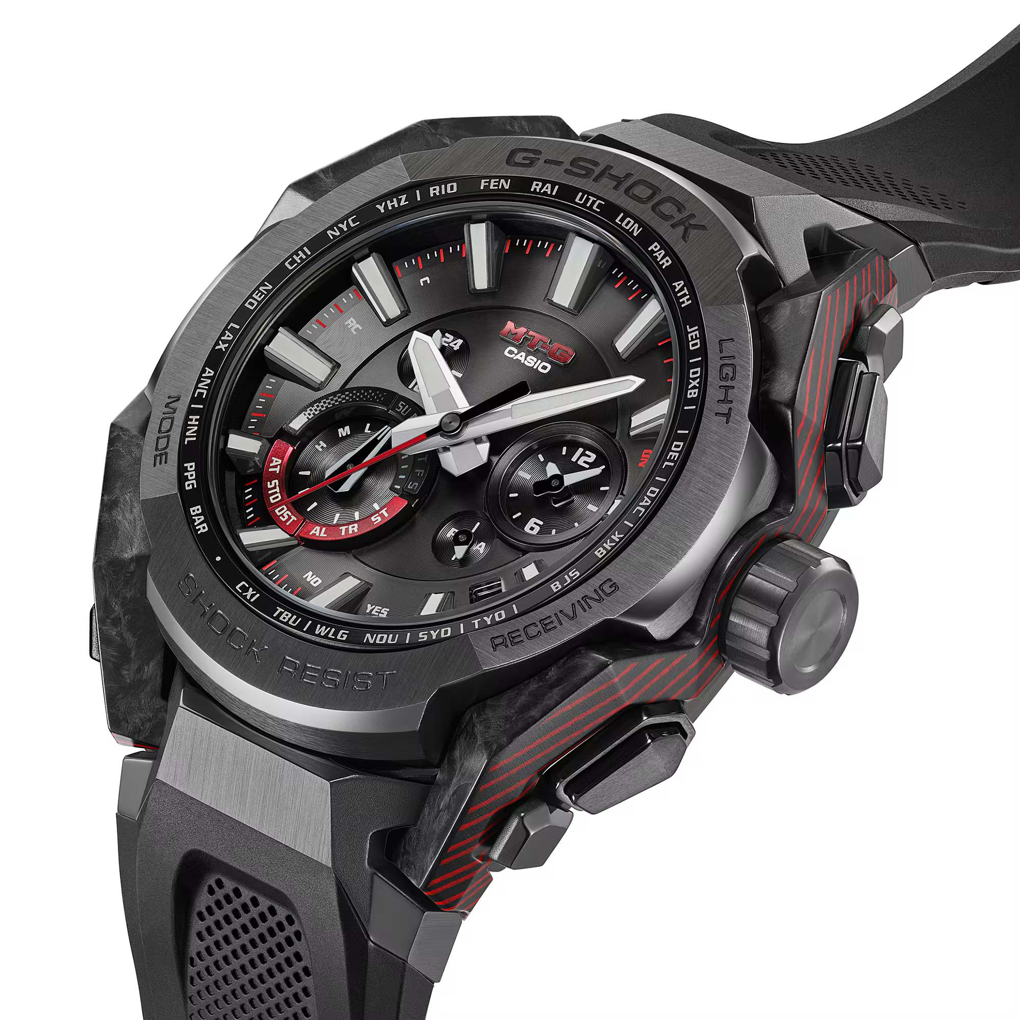 萬年鐘錶 - G-SHOCK  MT-G系列  碳纖維雙核心太陽能藍芽電波耐震男錶 MTG-B4000B-1A  錶徑 : 45.3mm