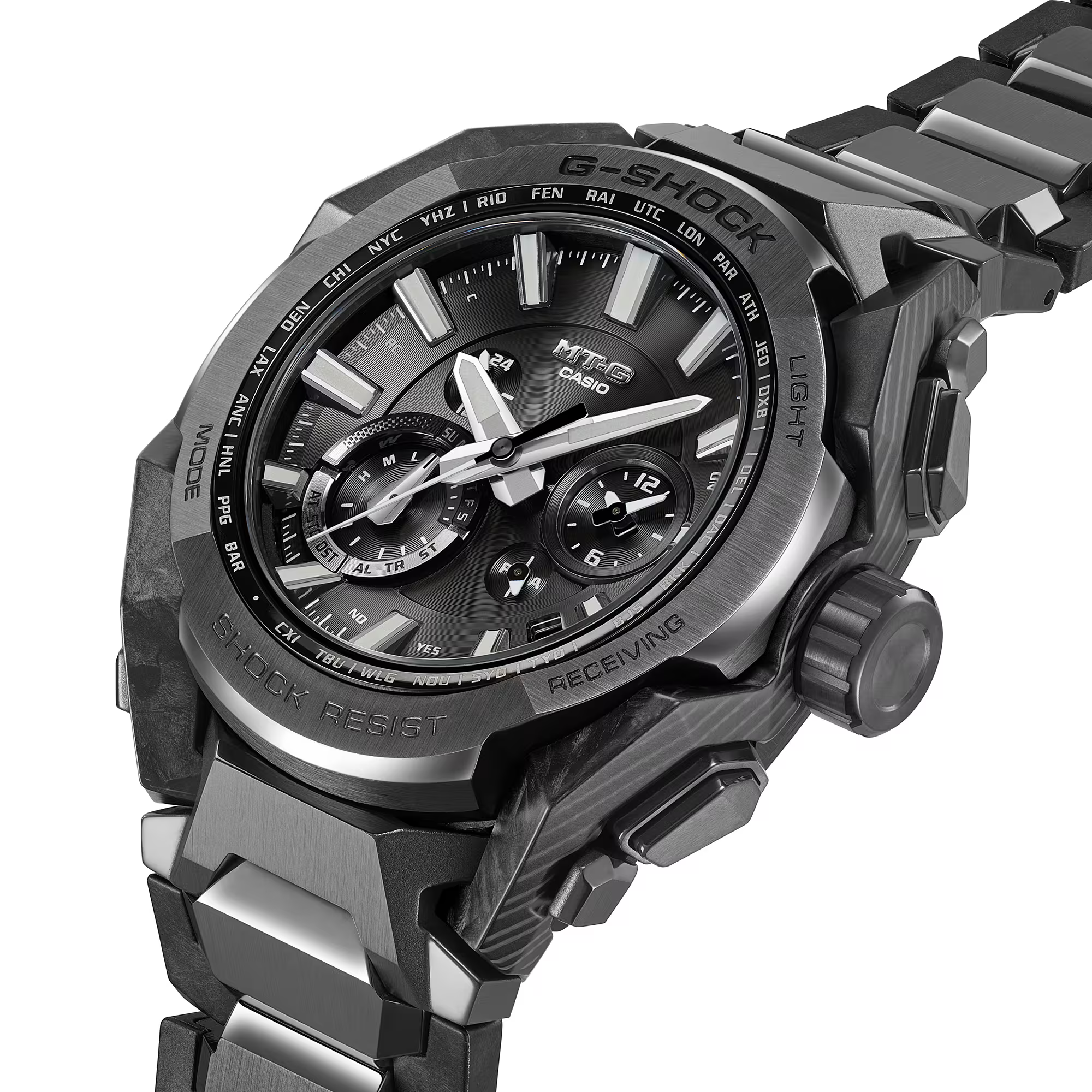 萬年鐘錶 - G-SHOCK  MT-G系列  碳纖維雙核心太陽能藍芽電波耐震男錶 MTG-B4000BD-1A  錶徑 : 45.3mm