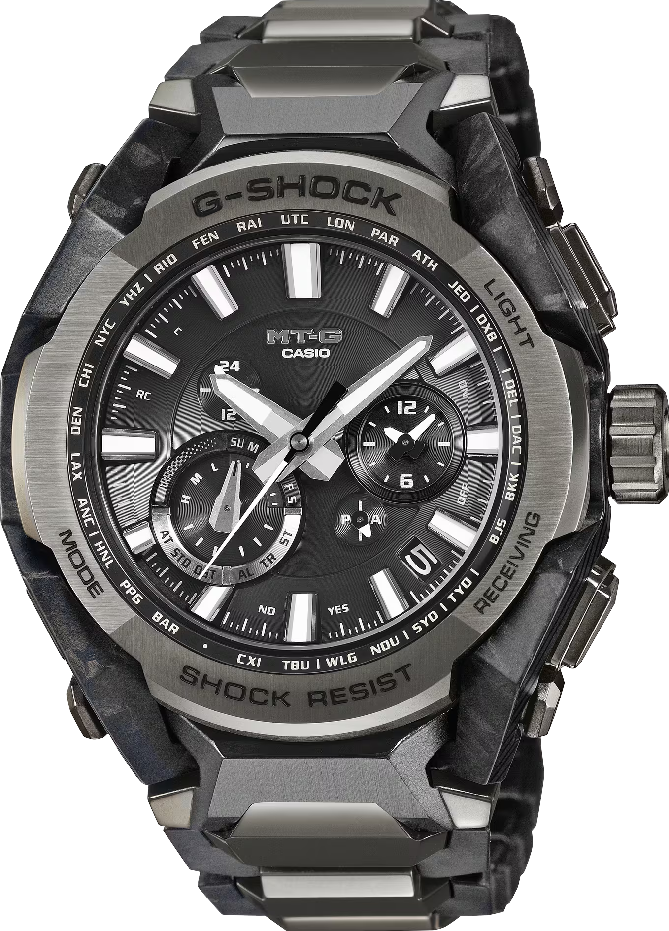 萬年鐘錶 - G-SHOCK  MT-G系列  碳纖維雙核心太陽能藍芽電波耐震男錶 MTG-B4000BD-1A  錶徑 : 45.3mm