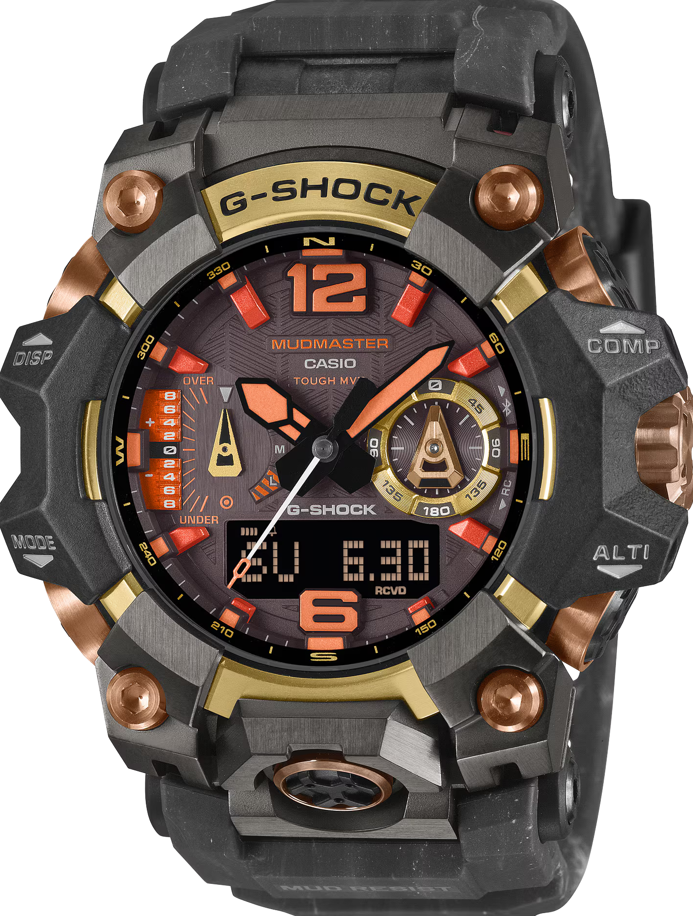 萬年鐘錶 - G-SHOCK   MUDMASTER 防塵泥藍芽電波太陽能三重感測器強悍運動電子錶 GWG-B1000MG-1A9 錶徑 : 52.1mm