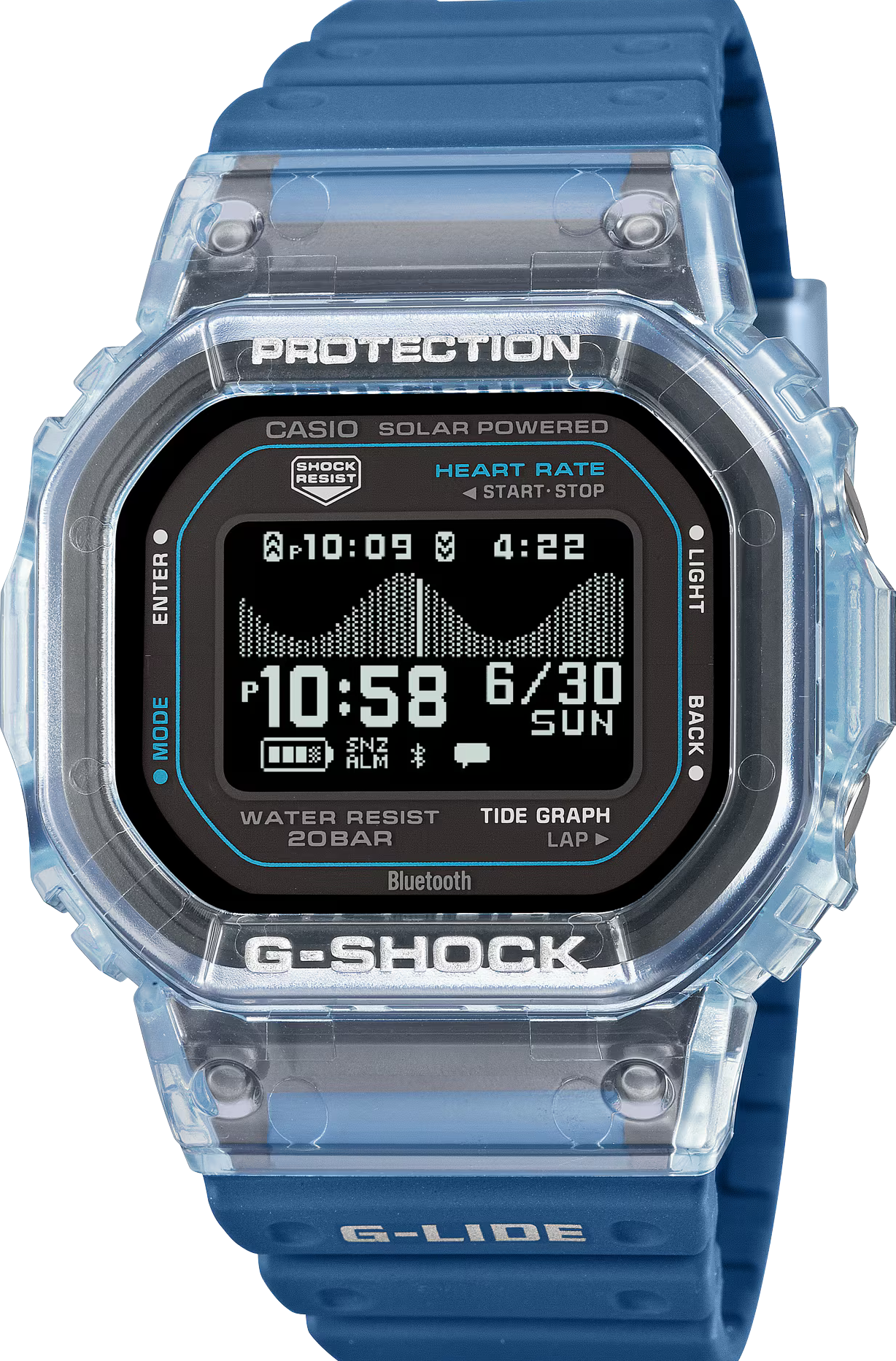 萬年鐘錶 - G-SHOCK  G-LIDE  心率偵測從海浪到健身運動全方位太陽能電子錶  GBX-H5600-2 錶徑 : 44.5MM