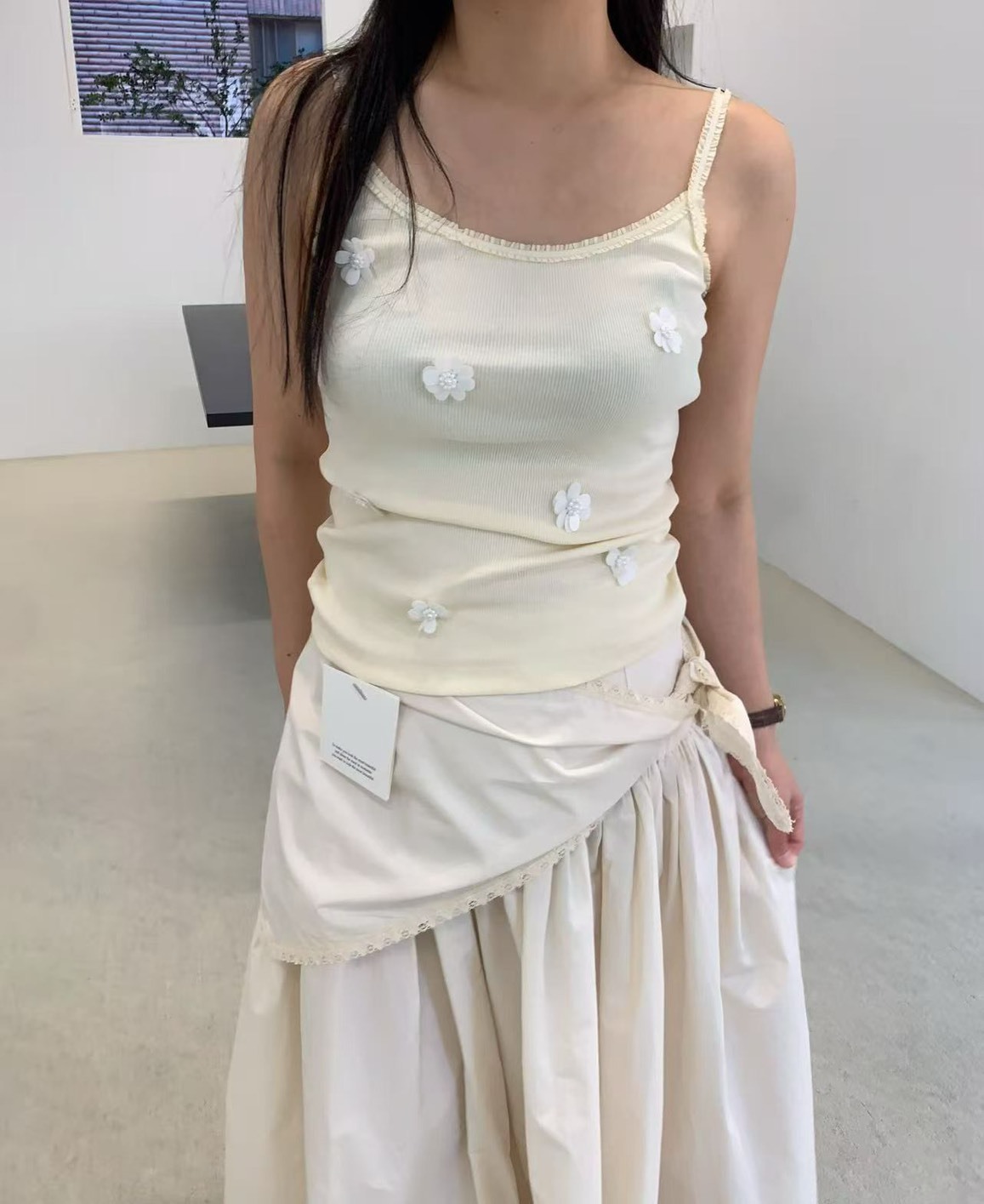 小白花吊帶背心