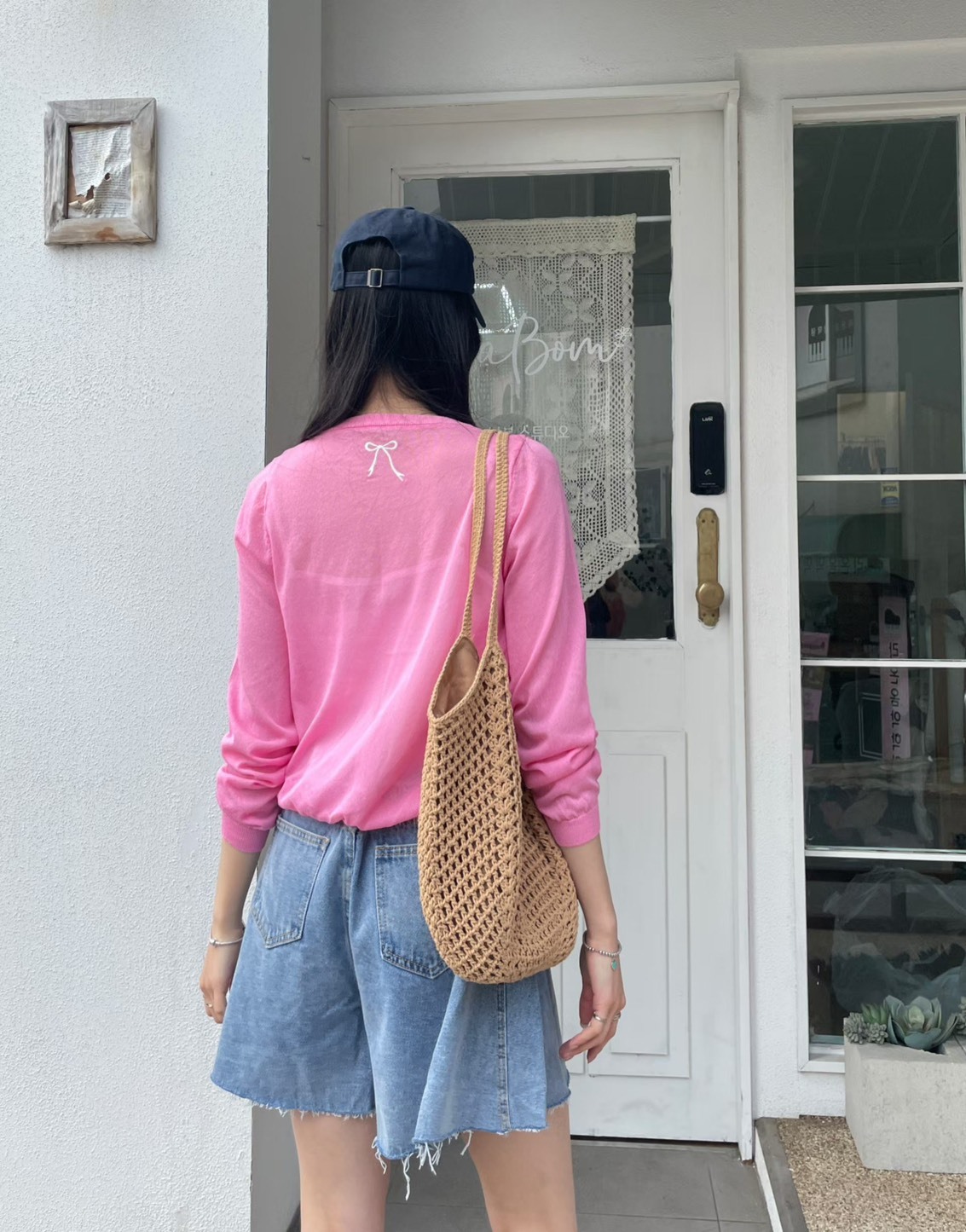 蝴蝶結刺繡薄針外套