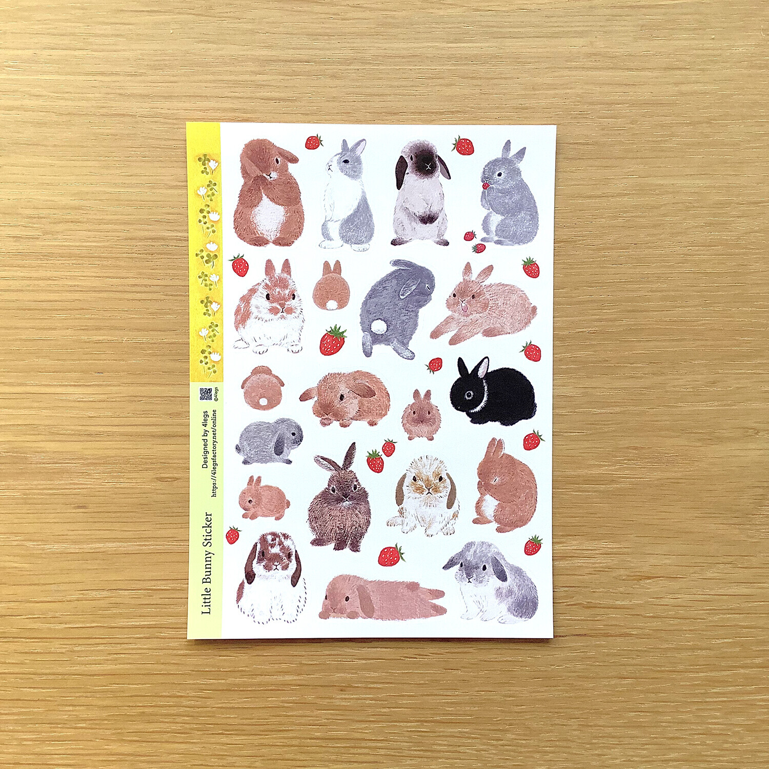 毛茸茸兔子 手帳貼紙｜日本 4legs