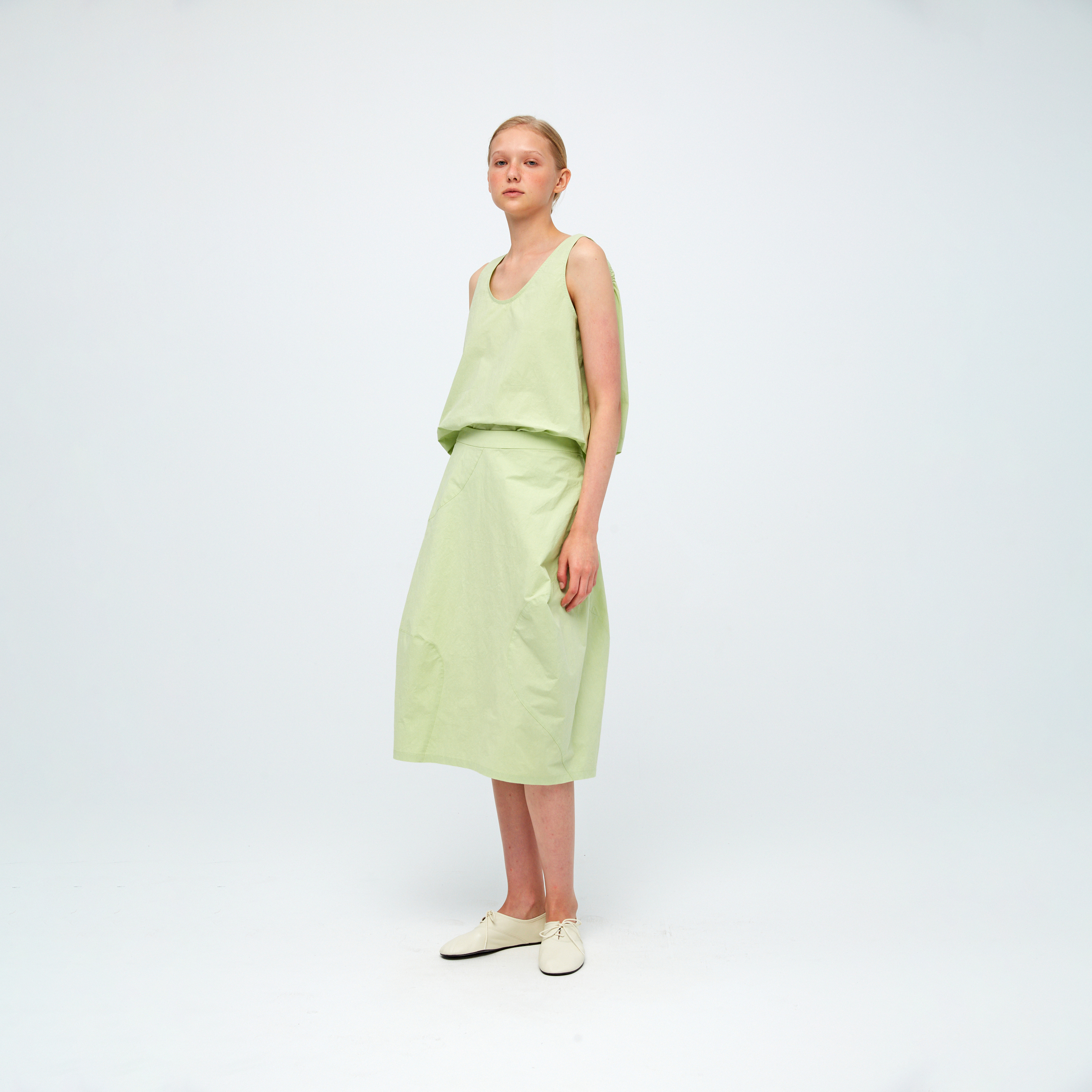 10 MOOn  Reed Green Paper-Touch Cotton Tank Top