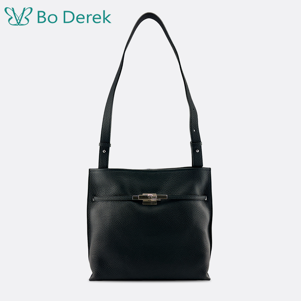 Bo Derek｜銀扣荔枝紋寬肩帶方包|1115-638