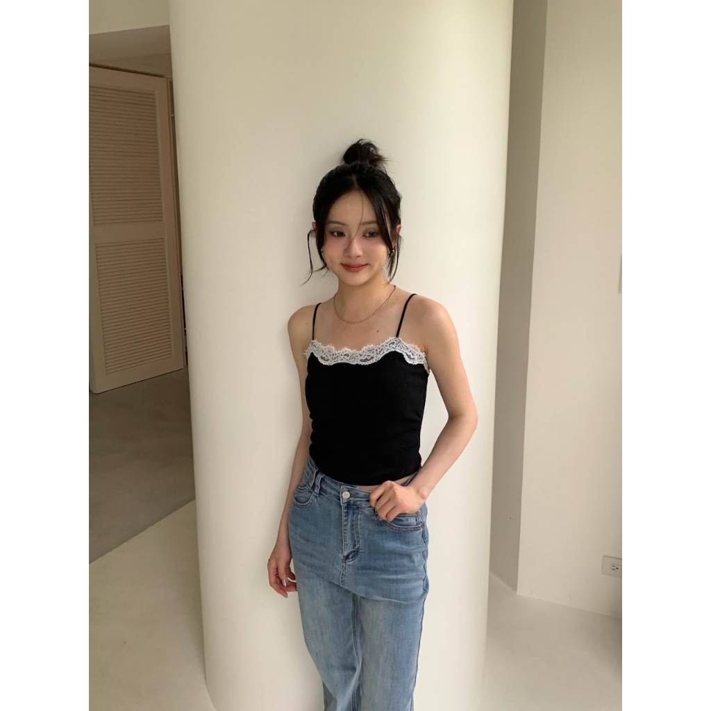 A20 可愛女孩 蕾絲滾邊細肩帶罩杯背心 #8545