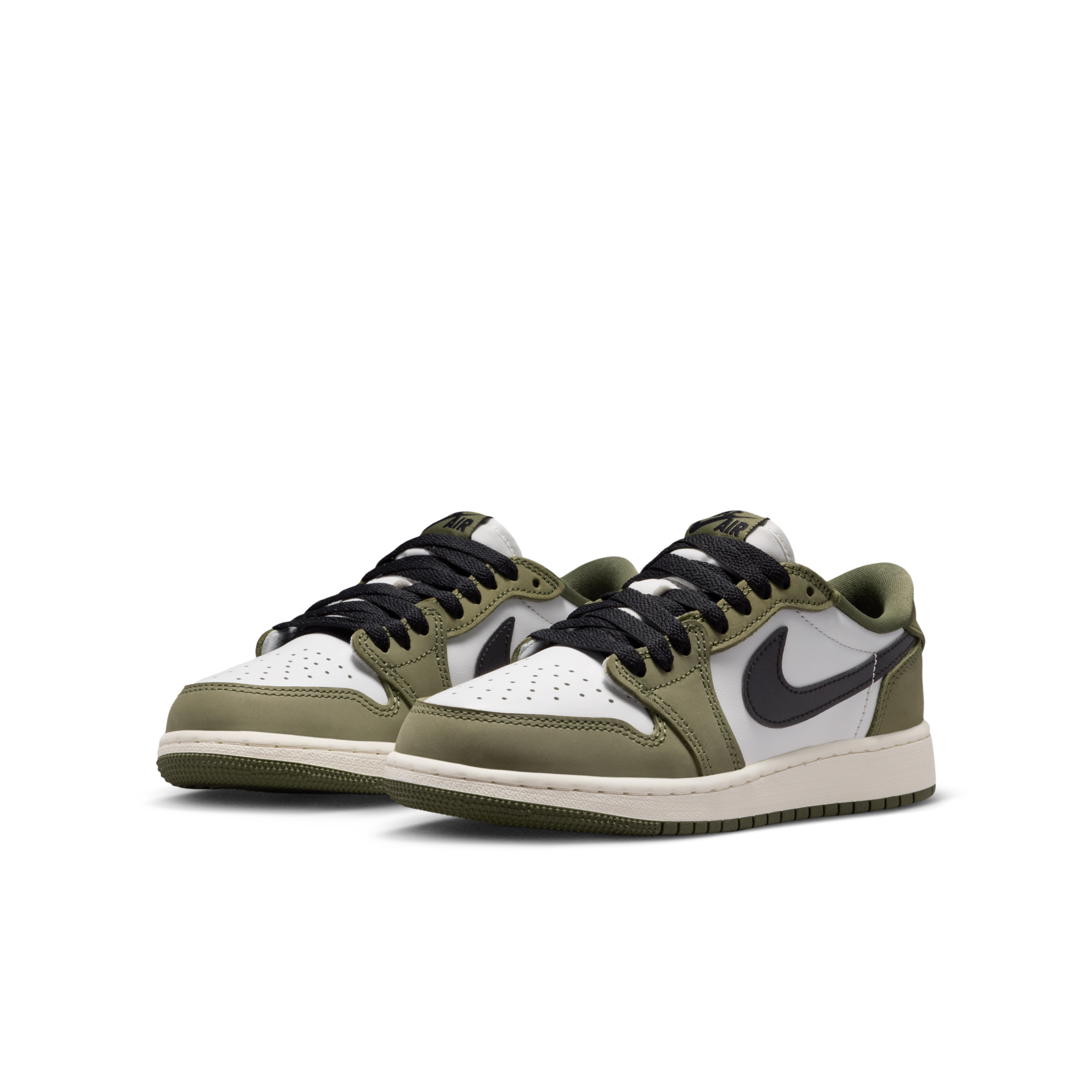 （海外連線代購）女生尺碼 大童鞋 NIKE AIR JORDAN 1 LOW OG 橄欖綠 麂皮 低筒 休閒鞋【HQ6999-200】AJ1OG