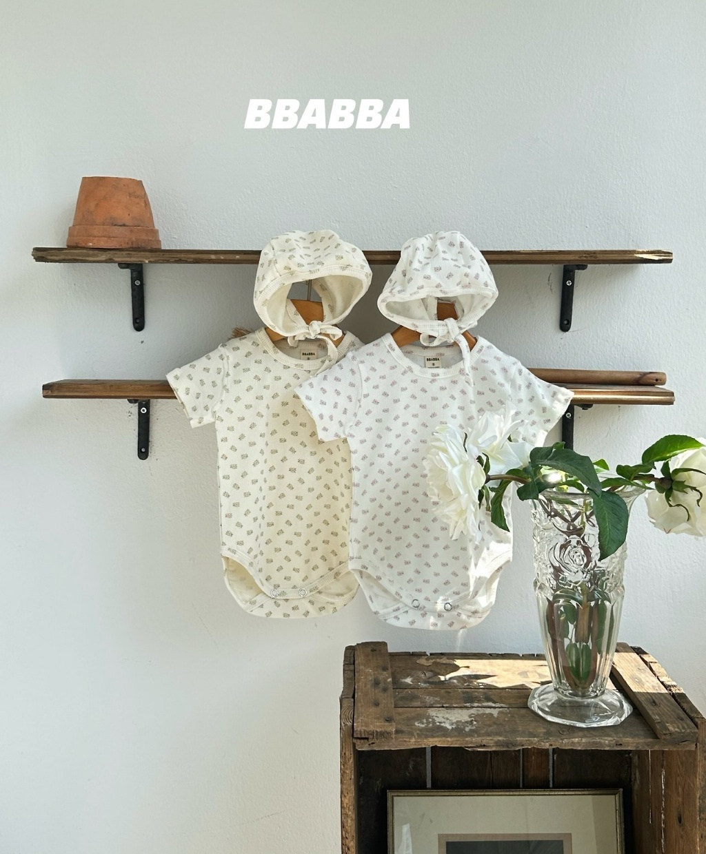 韓國🇰🇷BBABBA Fiore花朵包屁衣附帽(S-M)