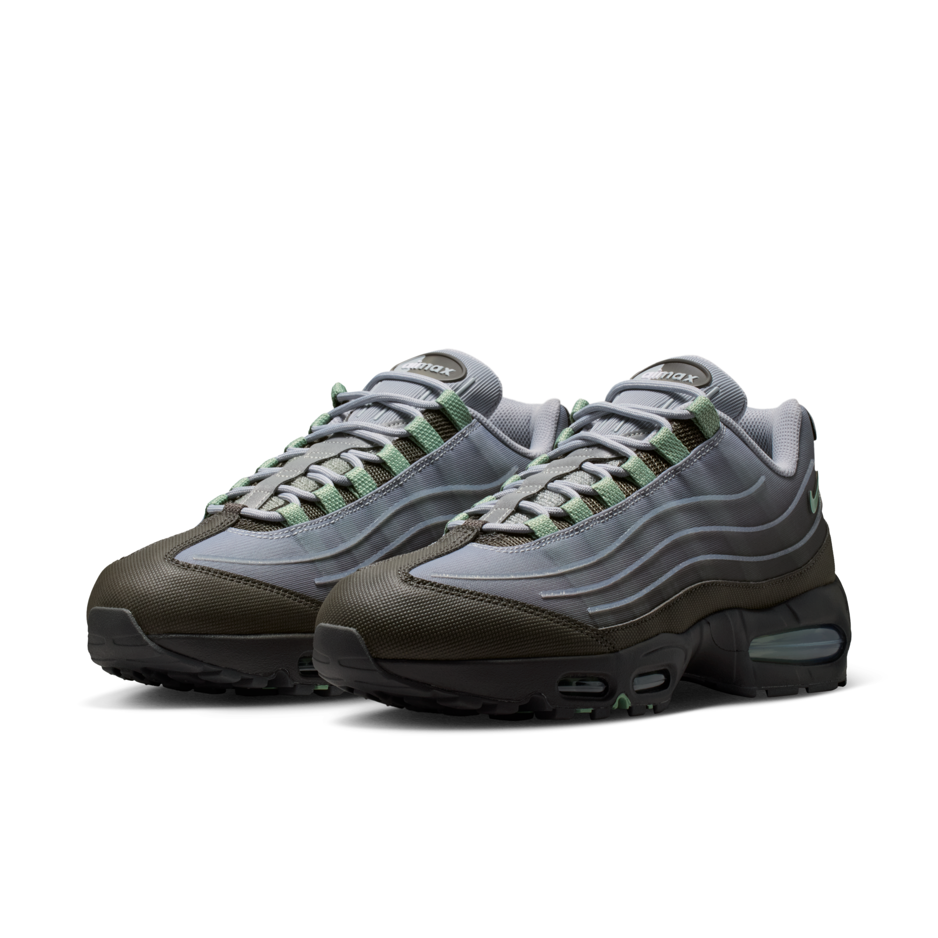 男鞋 NIKE AIR MAX 95 BB TECH 狼灰綠 全氣墊 波浪 拼接 緩震 運動鞋【IH7853-200】