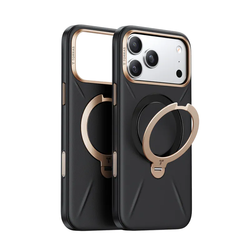 TORRAS｜iPhone17系列 Ostand Spin VegSkin皮革防摔手機殼