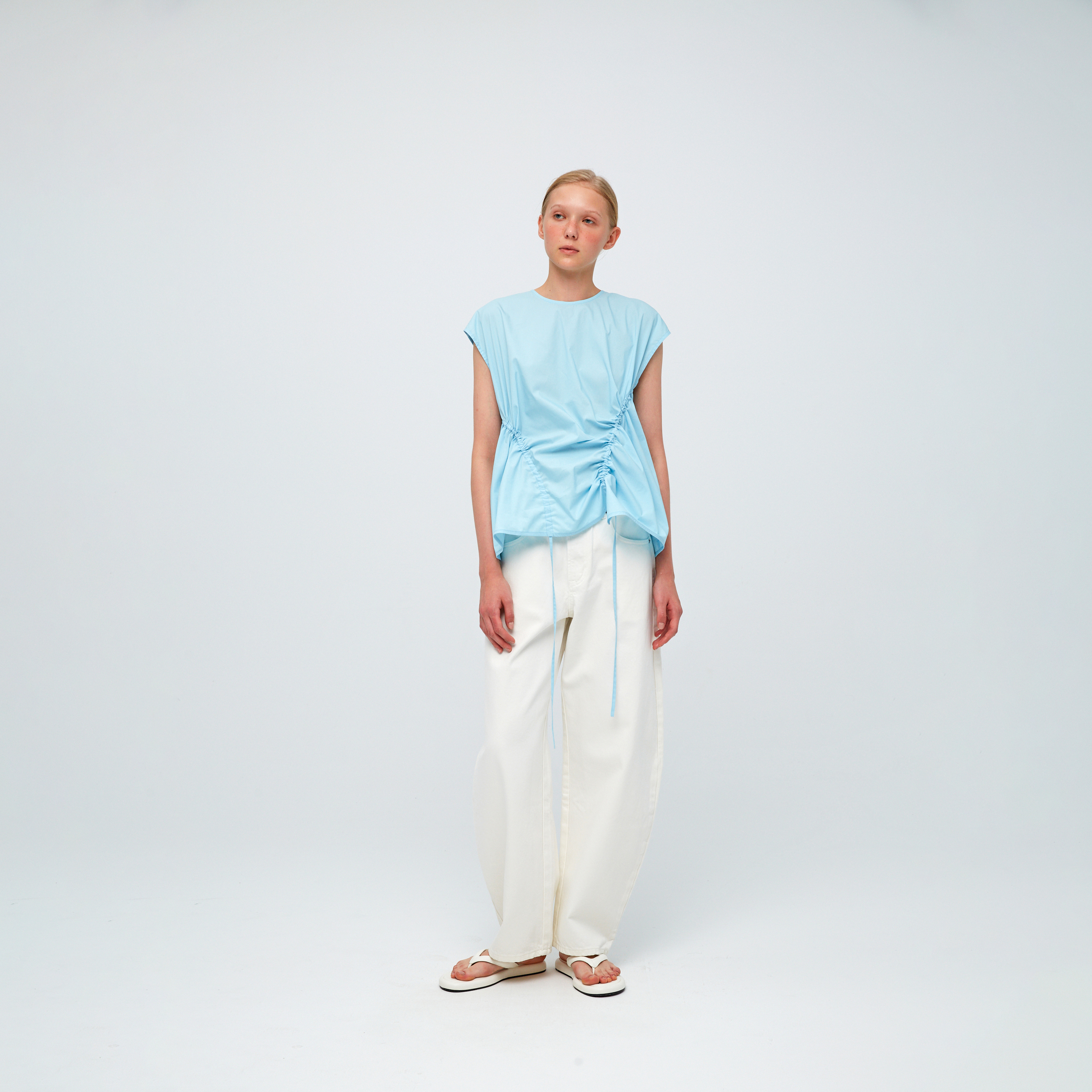 10 MOOn Blue Drawstring Sculpted Top