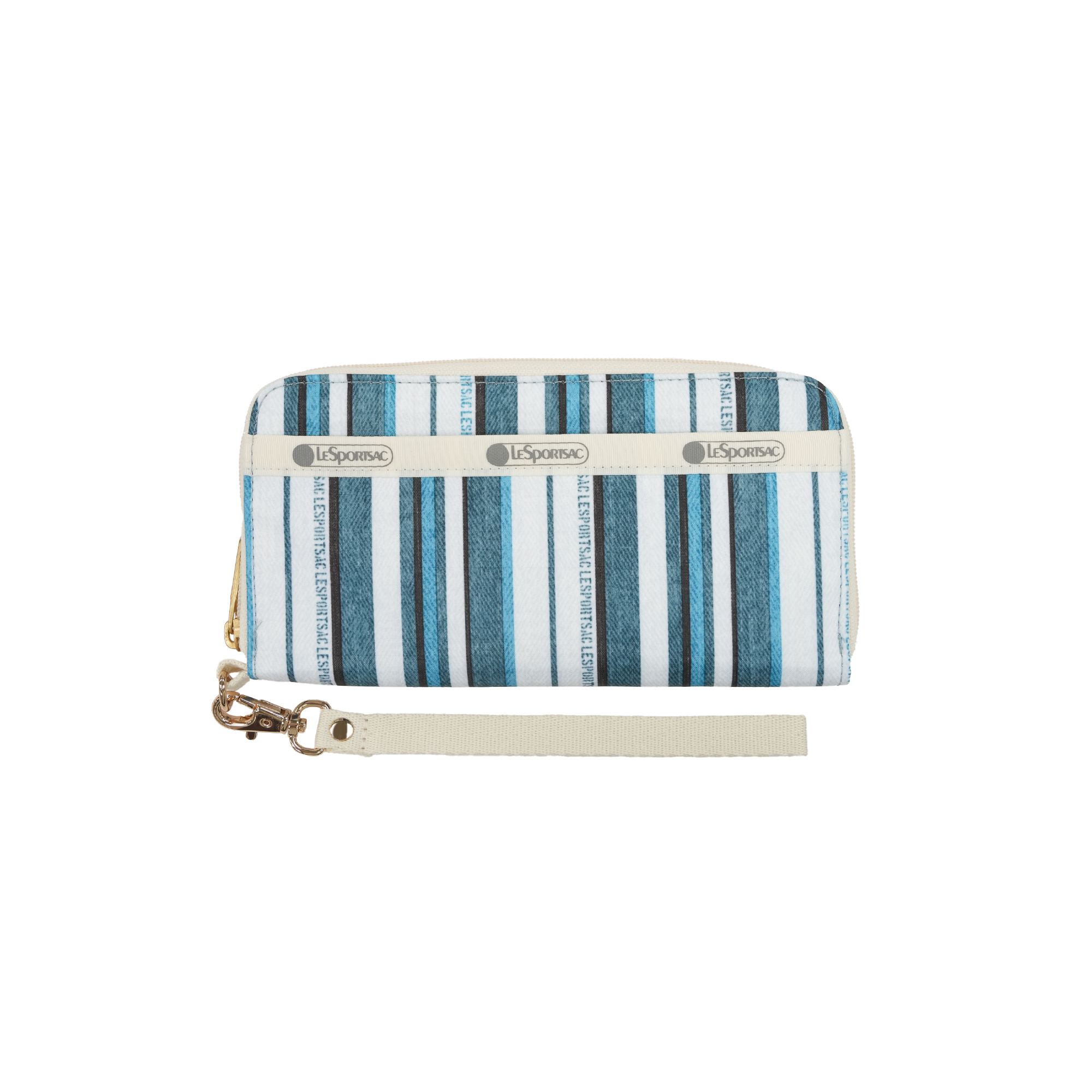 TECH WALLET WRISTLET (TEAL GREEN STRIPE)