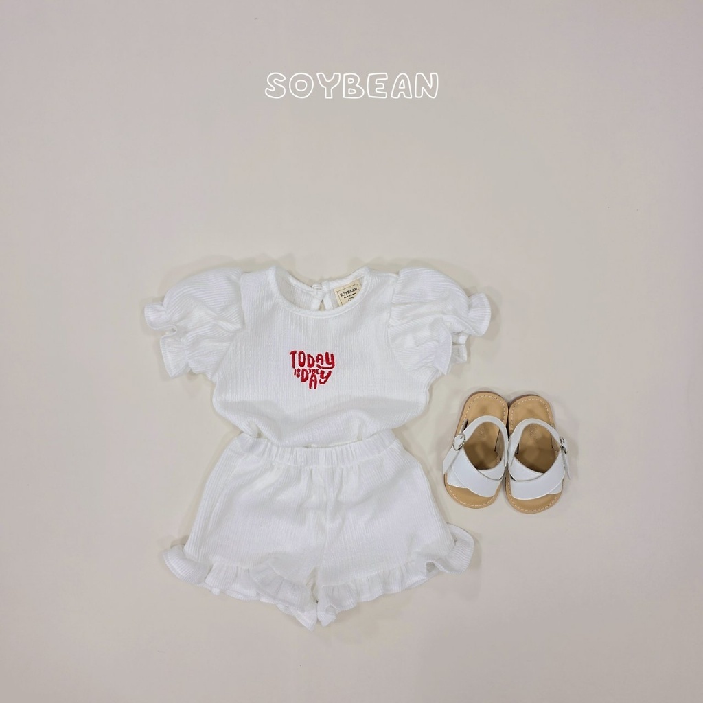 正韓夏soybean 兩色澎袖愛心字母套裝
