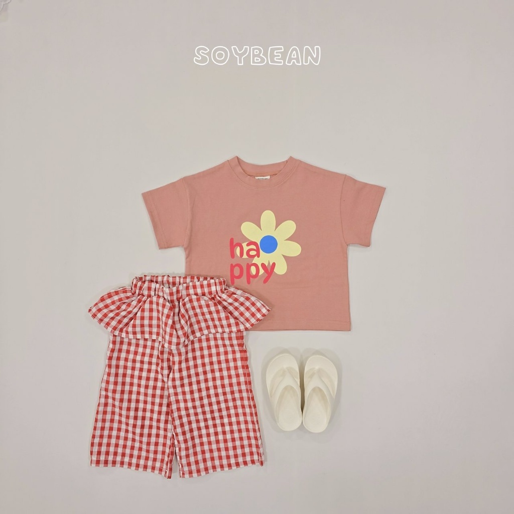 正韓夏soybean 兩色HAPPY花朵上衣