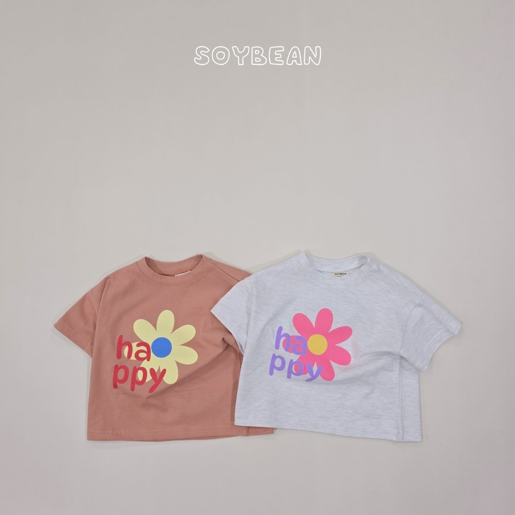 正韓夏soybean 兩色HAPPY花朵上衣