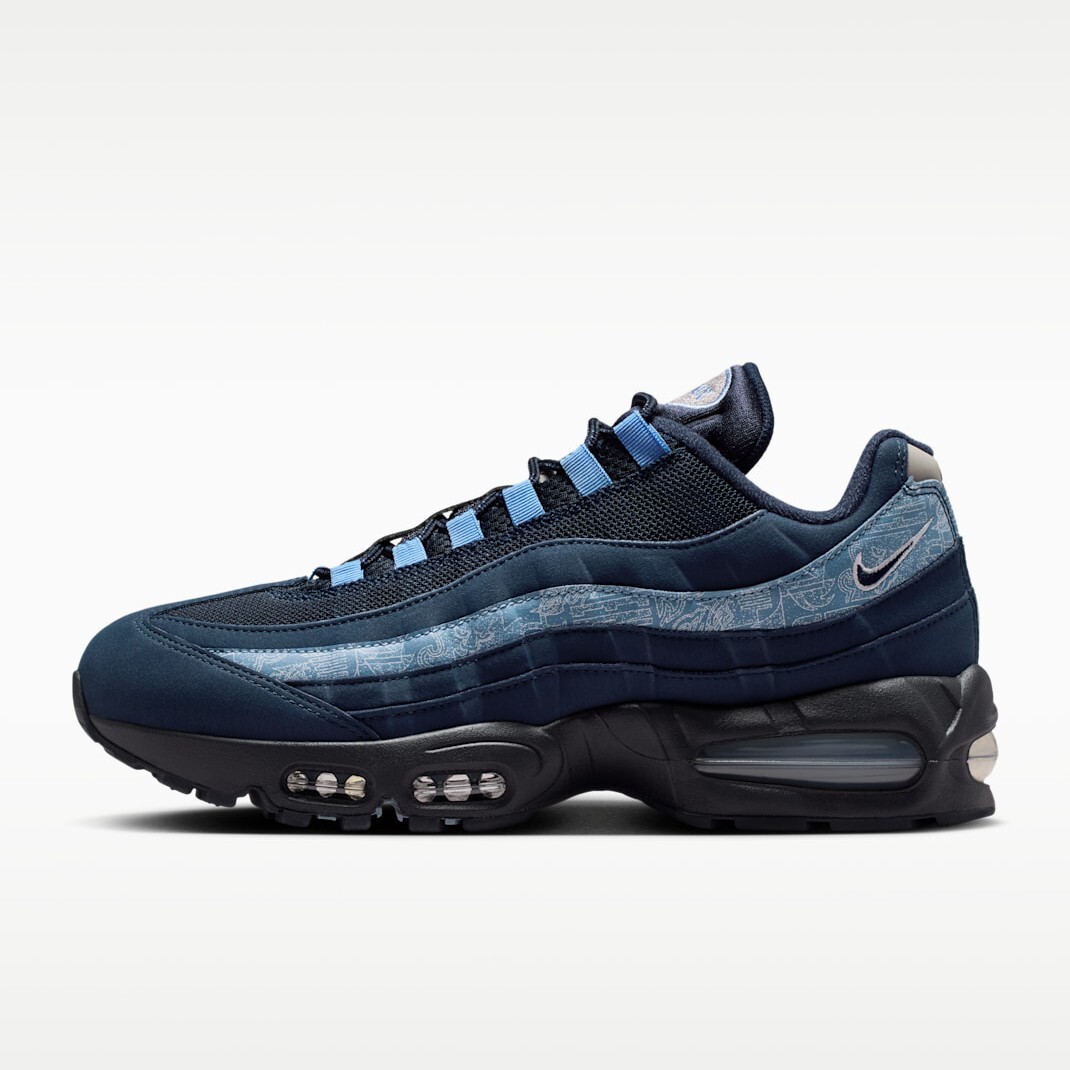 男鞋 NIKE AIR MAX 95 BIG BUBBLE SE 藏藍 全氣墊 手繪印花 波浪 拼接 緩震 運動鞋【IU2254-900】