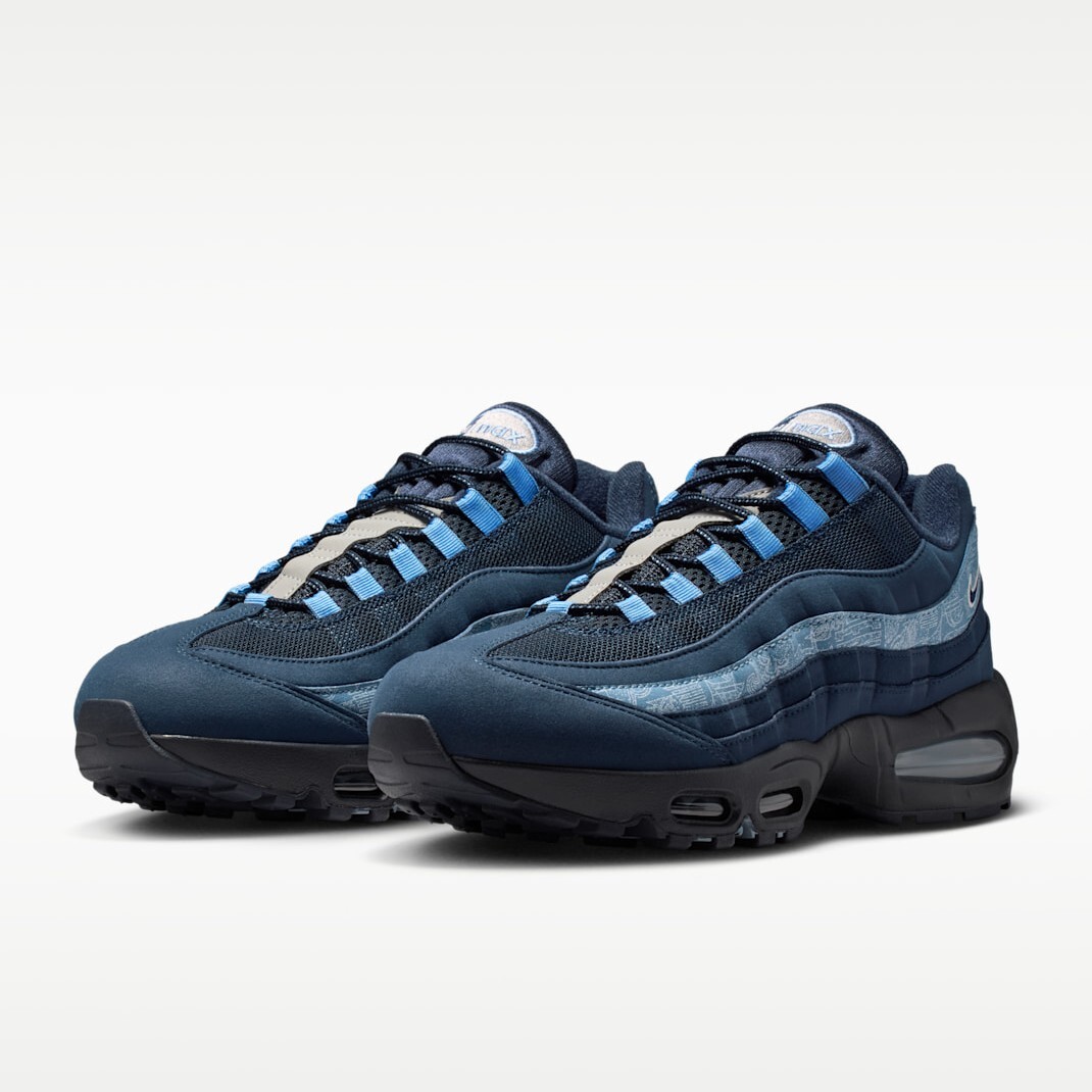男鞋 NIKE AIR MAX 95 BIG BUBBLE SE 藏藍 全氣墊 手繪印花 波浪 拼接 緩震 運動鞋【IU2254-900】