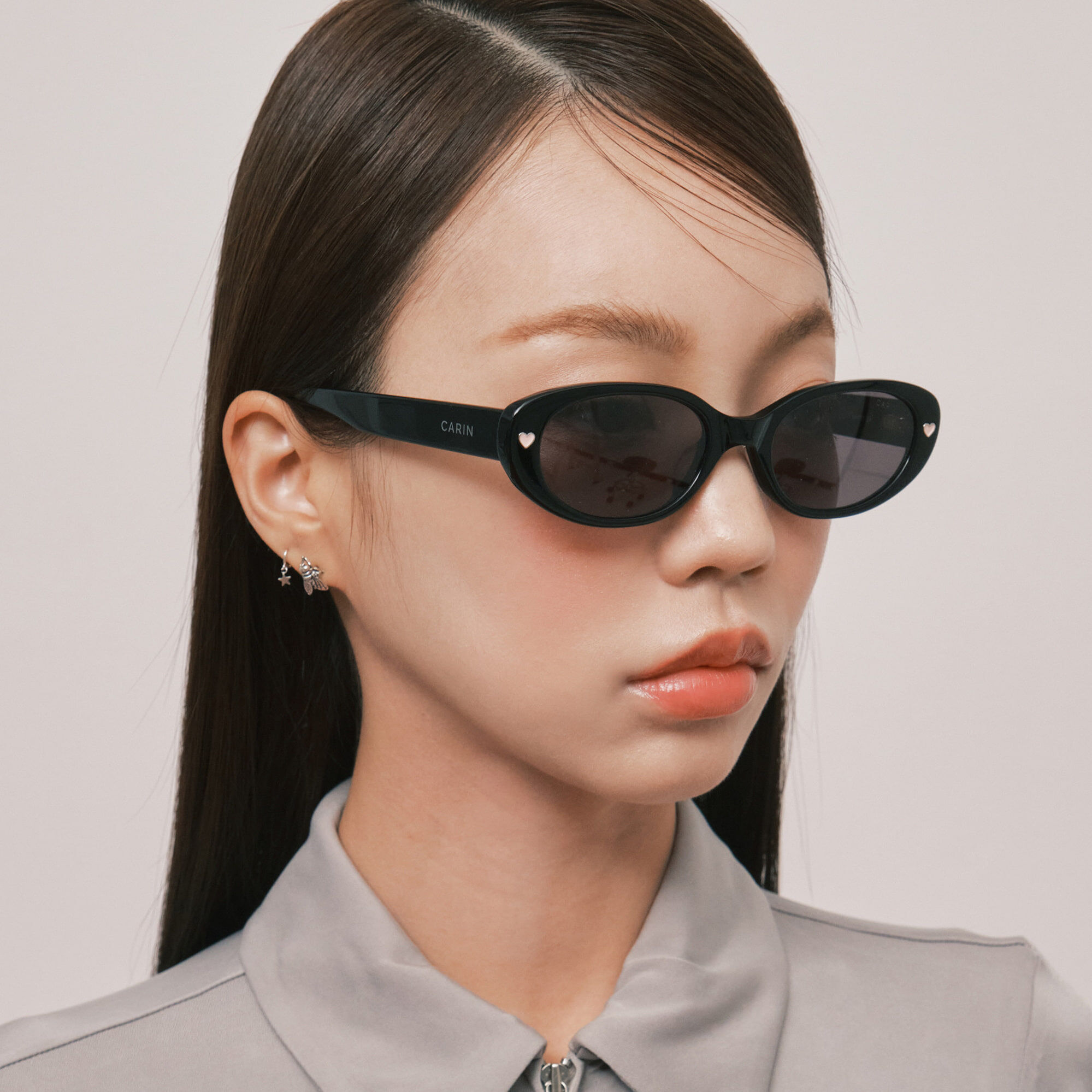 CARIN 愛心復古橢圓太陽眼鏡