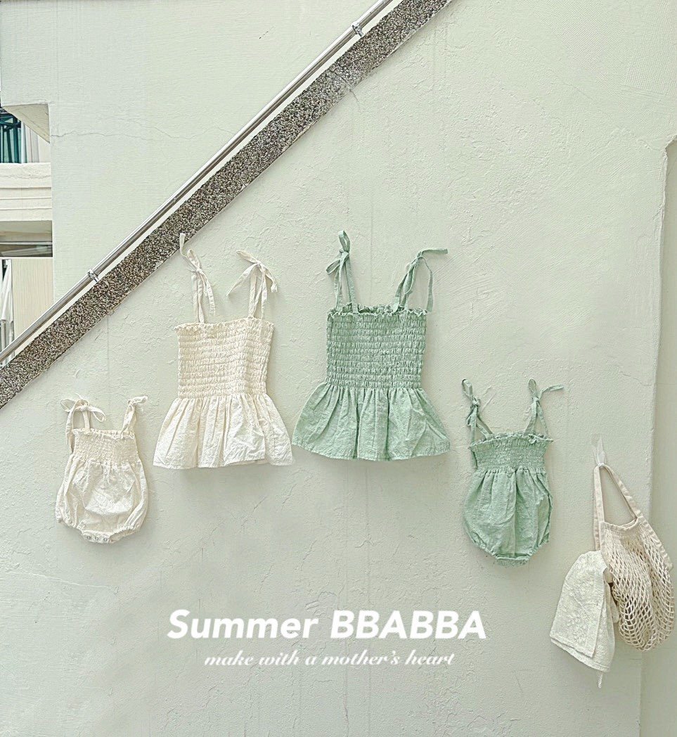 韓國🇰🇷BBABBA 細肩帶鬆緊抓皺親子裝(S-M/Freesize)