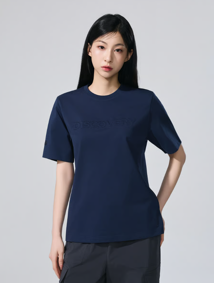 【直播】DISCOVERY LX060321 男女同款立體刺繡logo短袖上衣(DXRS8Q063)