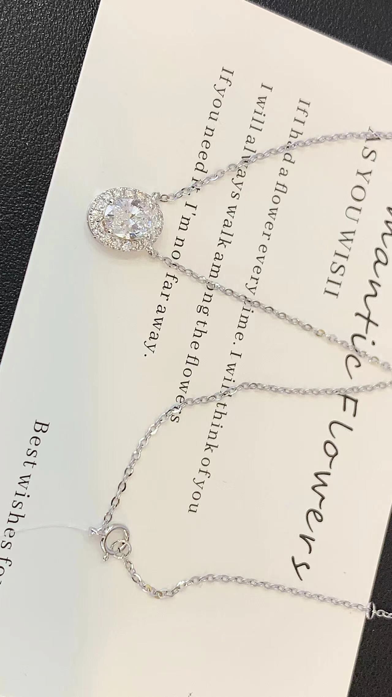 (AL) 9K培育鑽1卡橢圓頸鏈（帶IGI D vvs) (副石0.14CT)  (40+5CM) #0610STA