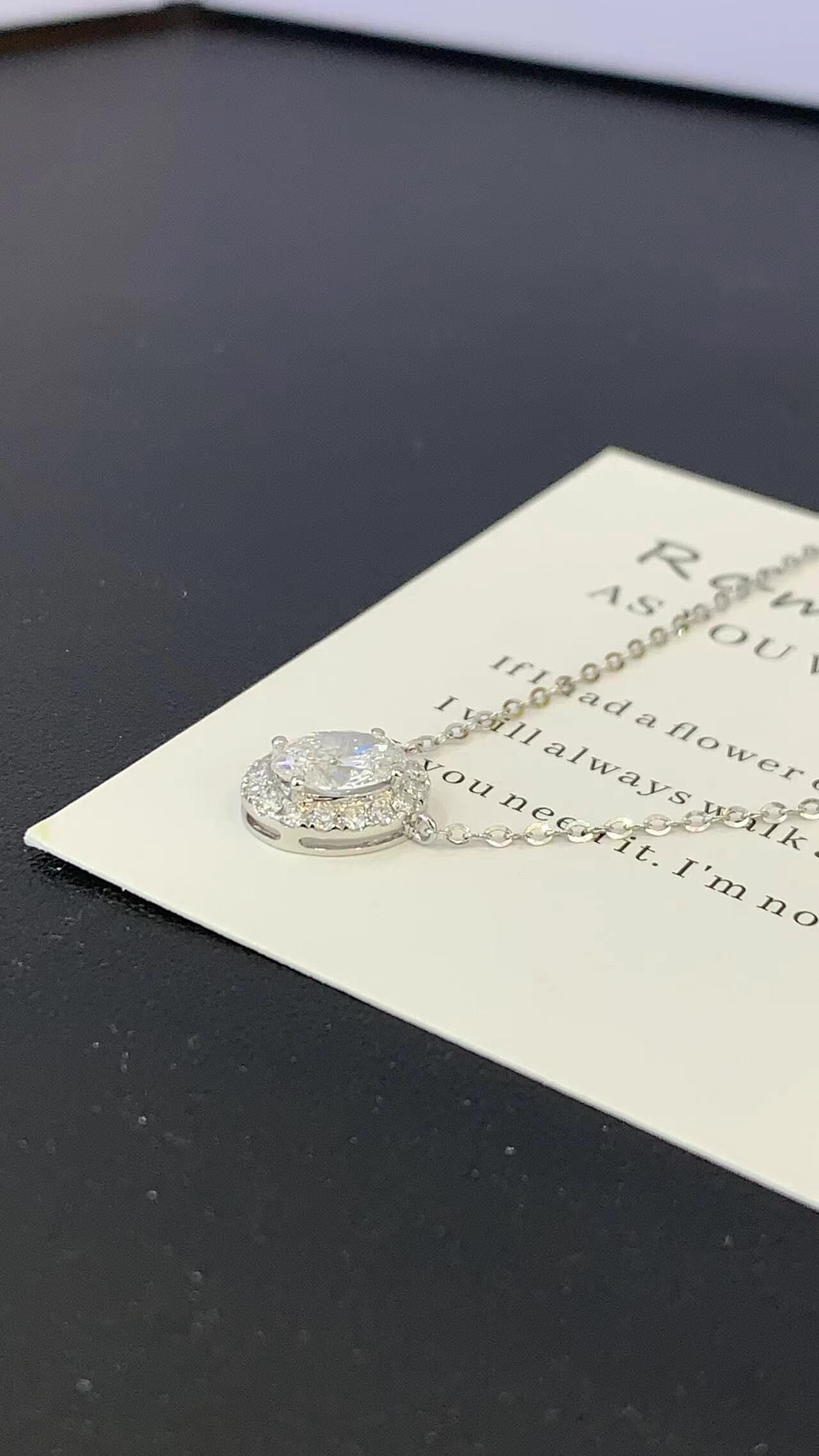 (AL) 9K培育鑽1卡橢圓頸鏈（帶IGI D vvs) (副石0.14CT)  (40+5CM) #0610STA