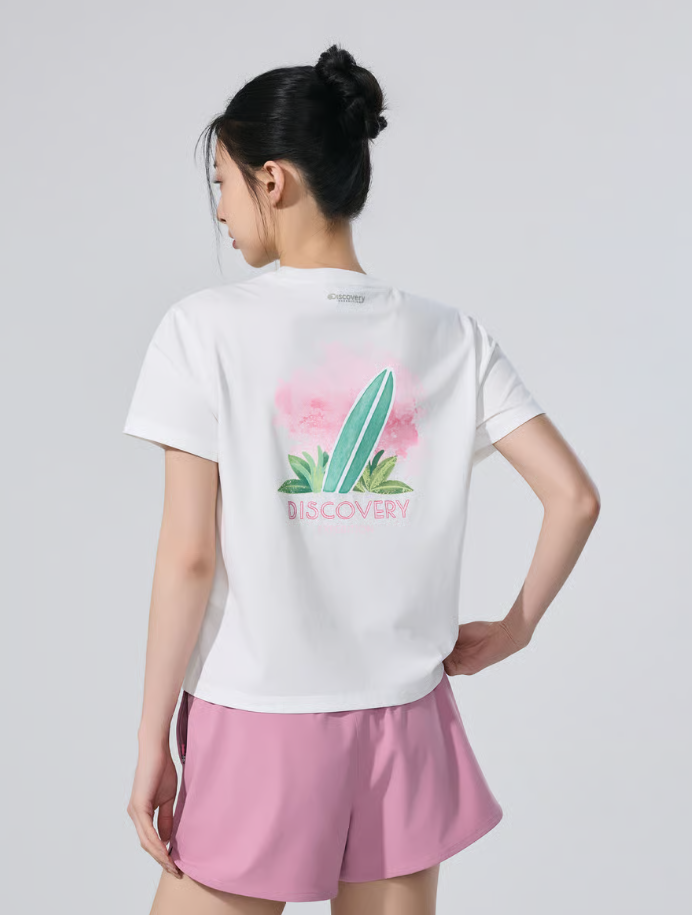 【直播】DISCOVERY LX060324 女裝衝浪板圖案短袖上衣(DWRS9R063)