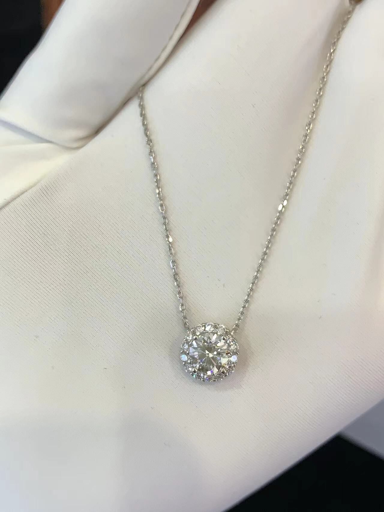 (AY) 9K培育鑽0.5卡圓形頸鏈 (D vvs) (副石0.1CT) (40+5CM) (包證書)#0610STA