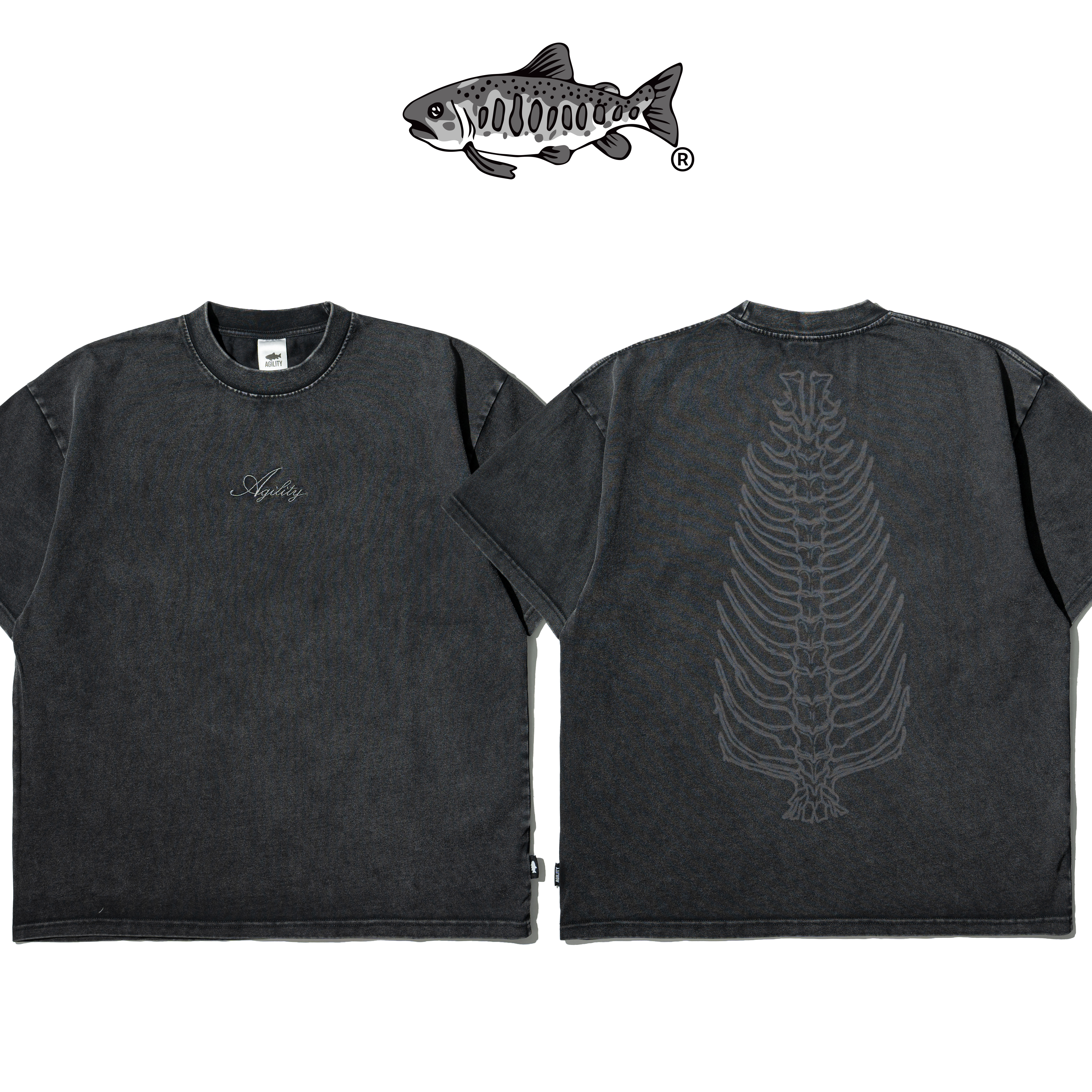 AGILITY Washed Boxy Tee / Bones 寬短水洗 短袖Tee [SR0-魚骨]