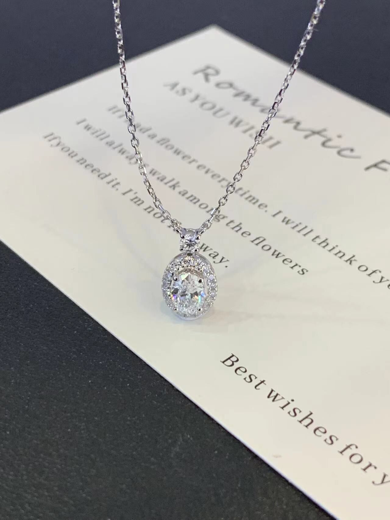 (BA) 培育鑽0.5卡橢圓頸鏈 (D vvs 9K)  (副石0.15CT) (40+5CM)(包證書) #0610STA