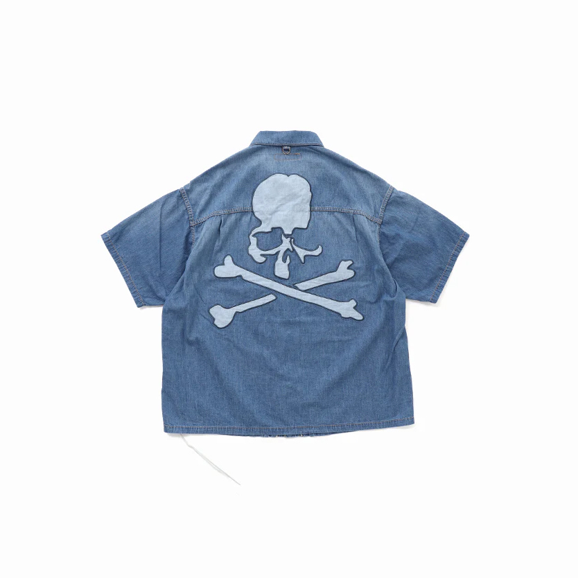 MASTERMIND JAPAN SS TYPE 2 DENIM SHIRT 6.5OZ MMJ SS26 大骷髏 短襯衫 牛仔襯衫 黑／藍- MJ26EE1-SH016