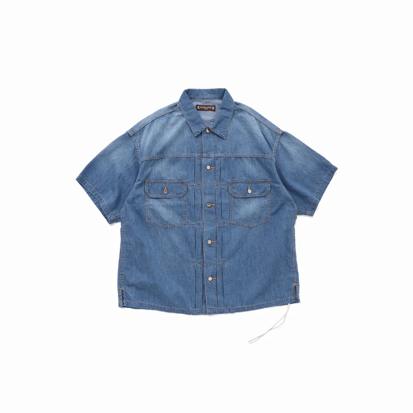 MASTERMIND JAPAN SS TYPE 2 DENIM SHIRT 6.5OZ MMJ SS26 大骷髏 短襯衫 牛仔襯衫 黑／藍- MJ26EE1-SH016