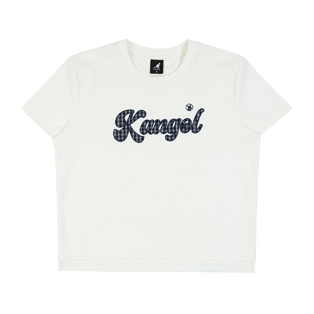 KANGOL 短T 白 格紋LOGO 短袖 上衣 女 6622100900