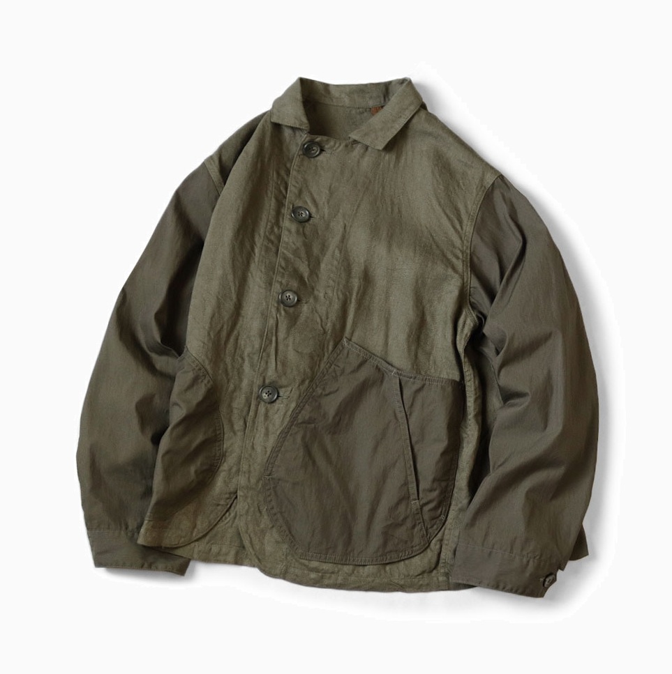 KAPITAL LINEN CHINO CLOTH x GABARDINE COVERALL JACKET - OLIVE PRE ORDER ITEM (預訂中)