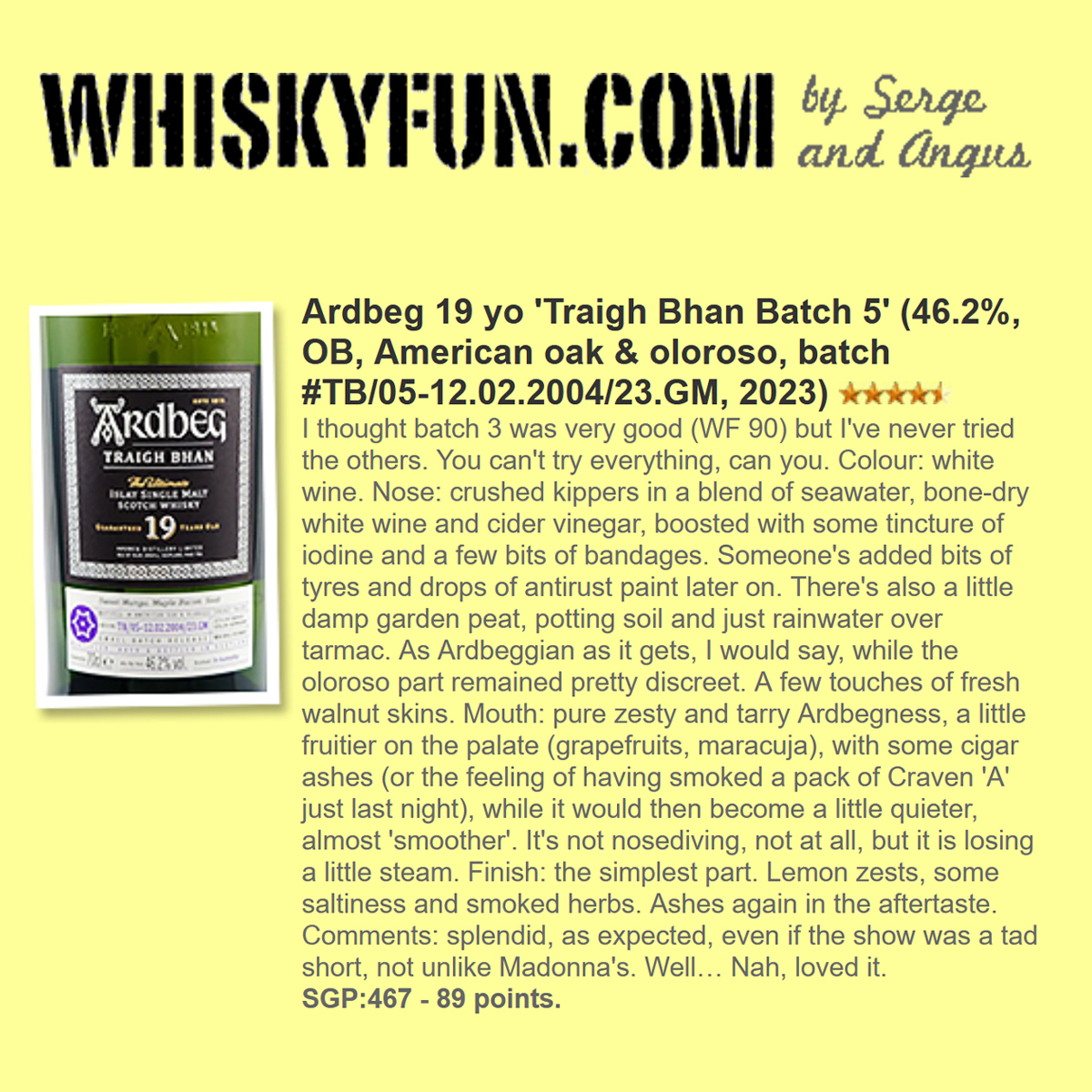 Ardbeg Traigh Bhan Batch 5 19 Years Old 46.2%