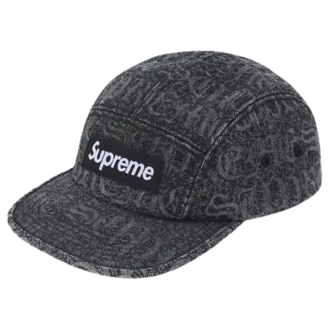 ☆ETW☆【EASY TO WEAR】Supreme 26SS STITCHED OLD ENGLISH DENIM CAMP CAP 五分割 老帽 縫線 字體 牛仔 單寧