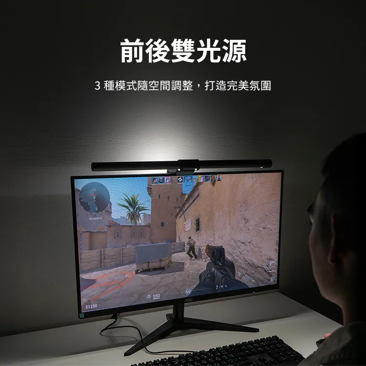 Elesense Gemini-Light Ultra（E1133）護眼智慧螢幕掛燈｜雙光源設計｜智能亮度調節