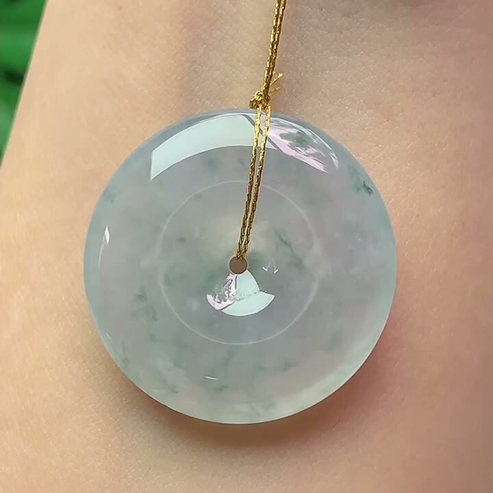 翡翠冰種飄花平安扣 (26.6mm直徑),天然翡翠A玉, 緬甸玉, Jade, Jadeite