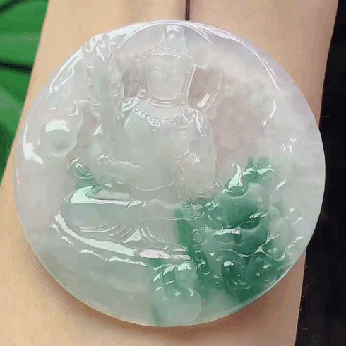 522323 翡翠冰飄花文殊菩薩 (51mm直徑)