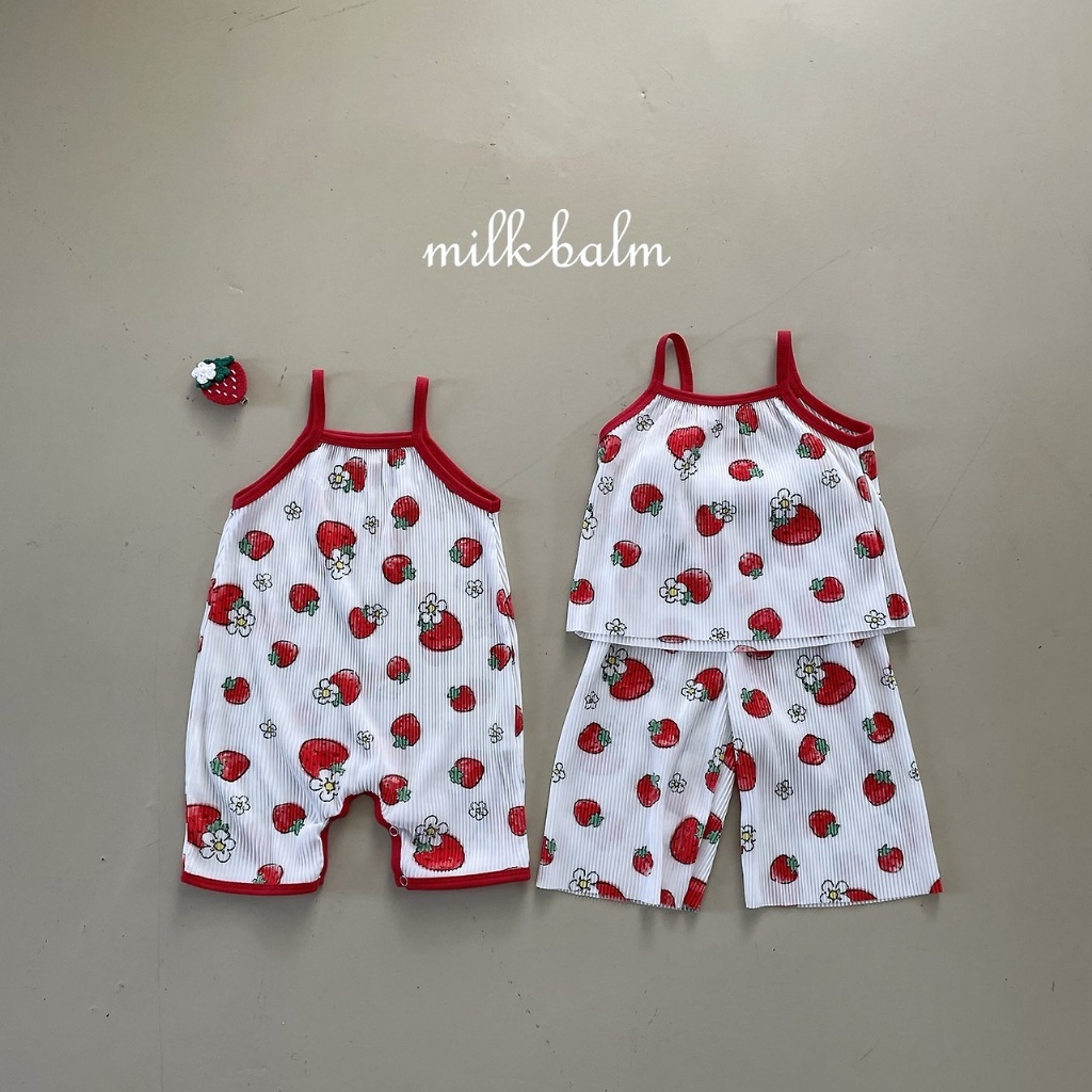 正韓夏milkbalm  嫩嬰草莓連身衣