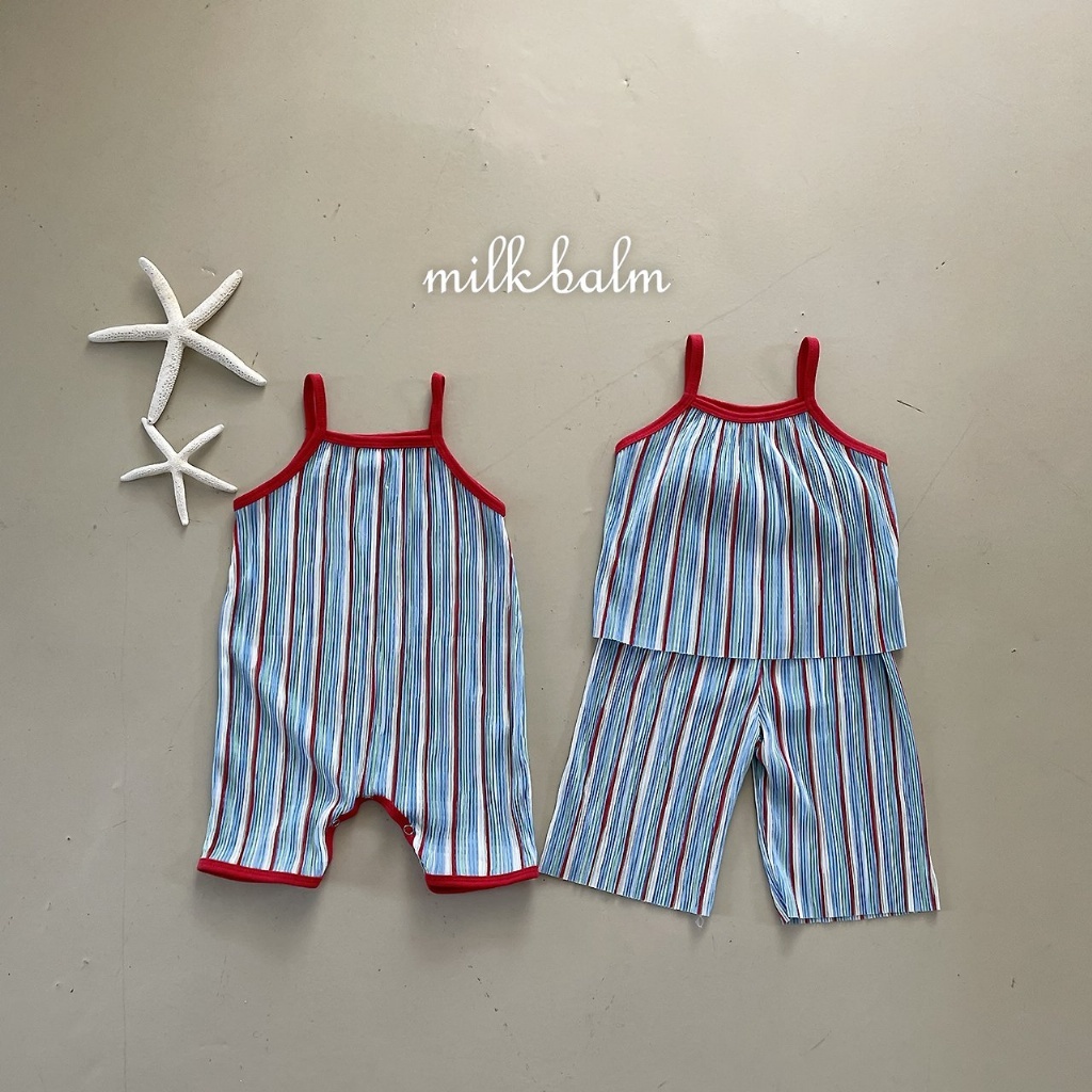 正韓夏milkbalm 小童藍條套裝
