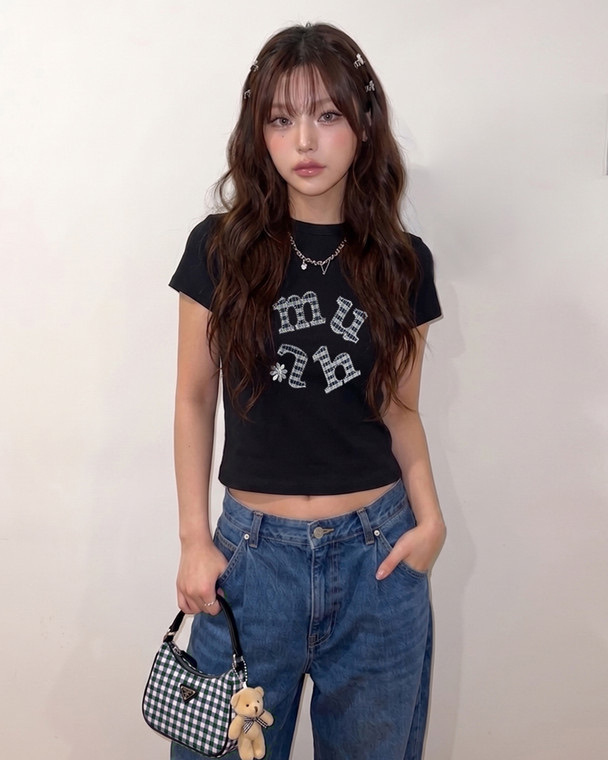 【限時優惠預訂】韓國MUAH MUAH DOUBLE CHECK HALF T-SHIRT（4色）