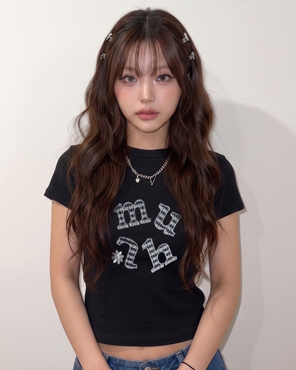 【限時優惠預訂】韓國MUAH MUAH DOUBLE CHECK HALF T-SHIRT（4色）