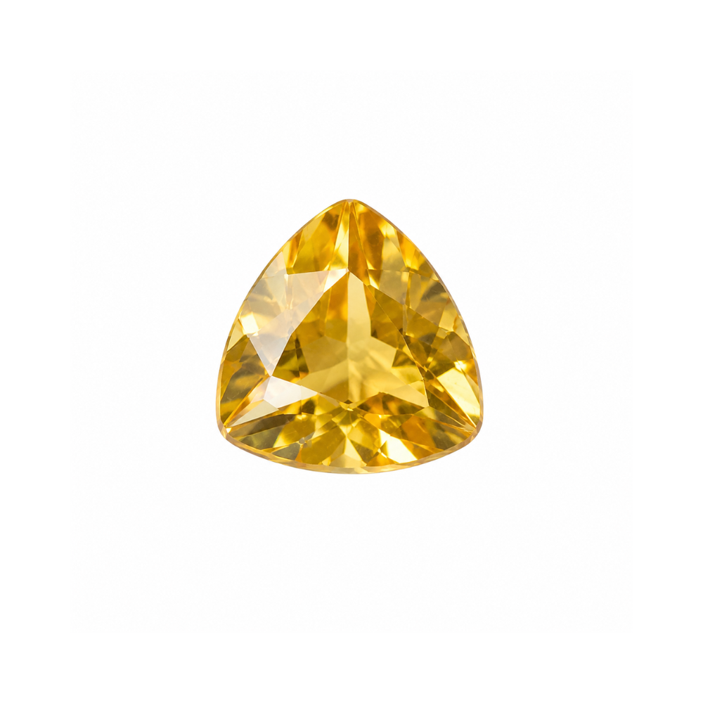 Natural Deep Yellow Citrine Triangular Loose Gemstone