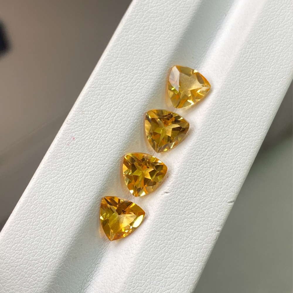 Natural Deep Yellow Citrine Triangular Loose Gemstone