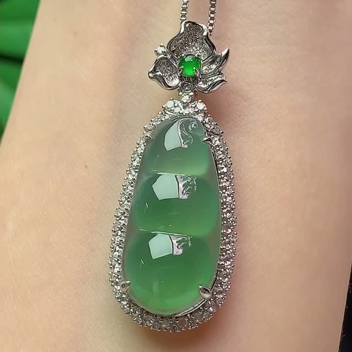 翡翠冰種晴綠福豆,天然翡翠A玉, 緬甸玉, Jade, Jadeite