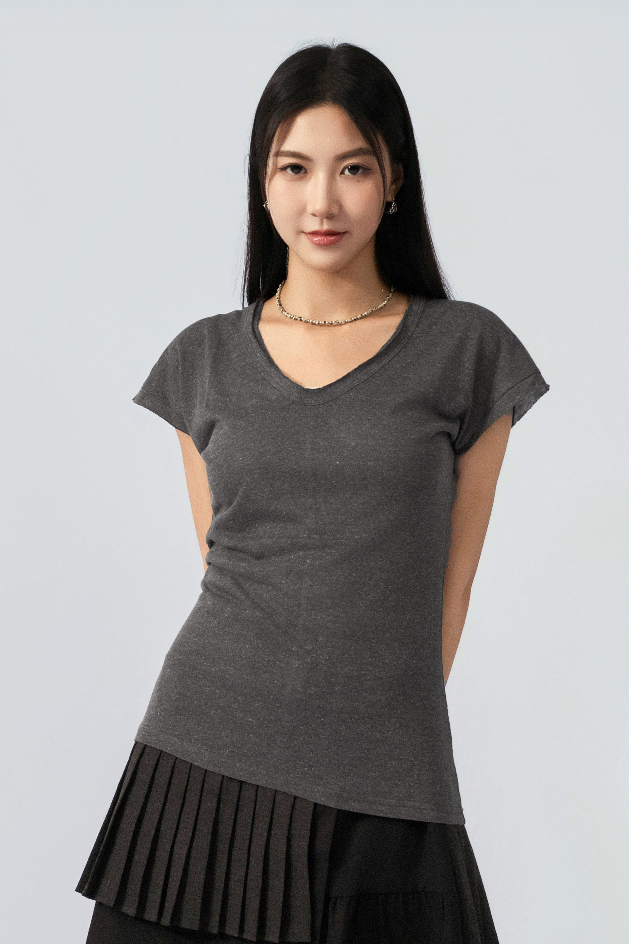 披邊軟薄針織棉tee (預購產品）