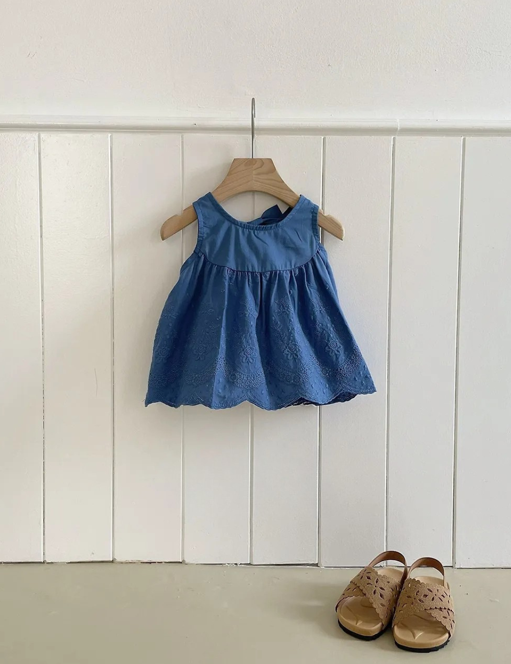 小花刺繡後綁結背心